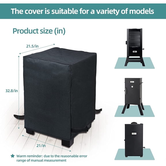 32 inch Masterbuilt Electric Smoker Cover, 500D Heavy Duty Waterproof Square 2 Burner Small Grill Cover for Weber, Smoke Hollow, Char Broil, Nexgrill Black Grill Cover, Fade and UV Resistant.