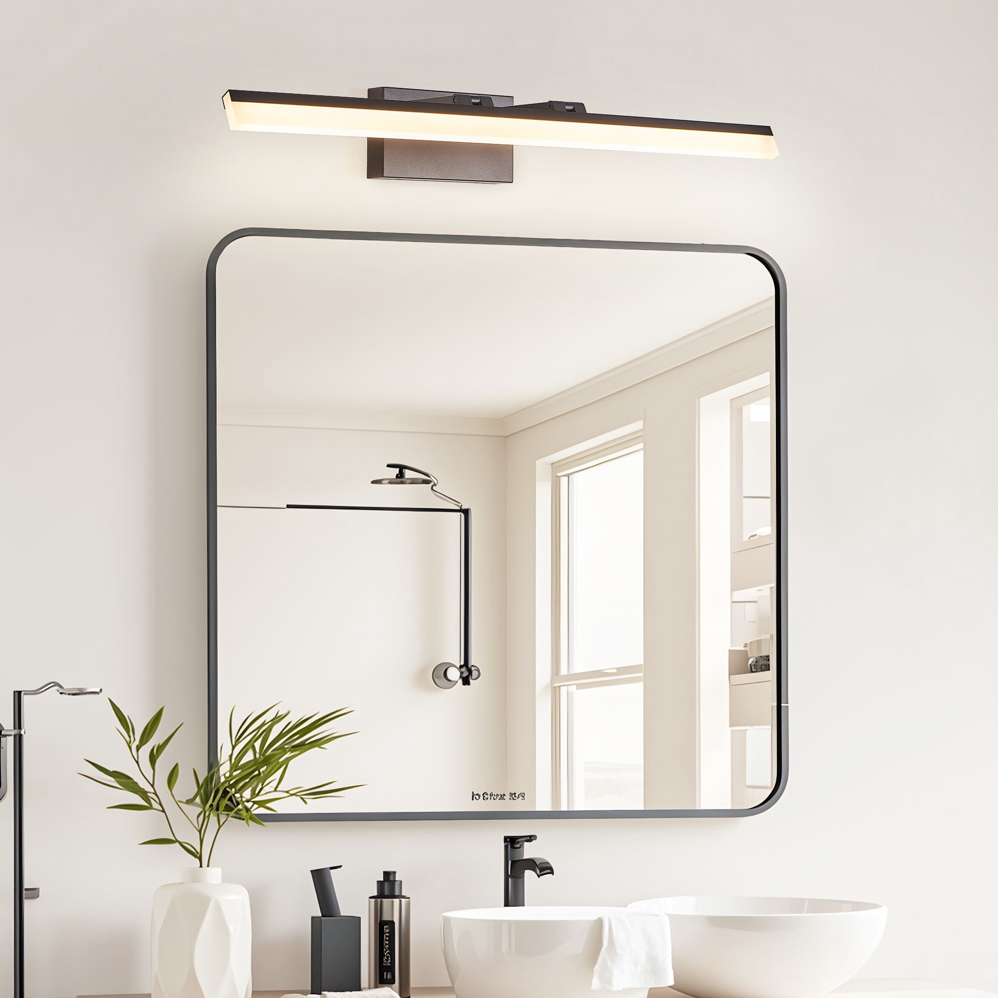 32-inch Modern LED Bathroom Vanity Light, Sleek Black Metal Wall Mount Fixture with 5-Color Temperature Options, Hardwired Mirror Light for Bathroom, Dressing Room & Sink Area