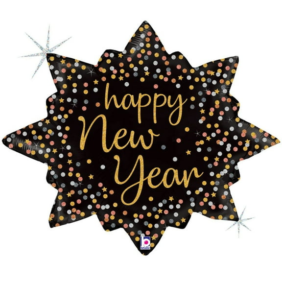 32 inch New Year Confetti Burst Foil Mylar Balloon - Party Supplies Decorations