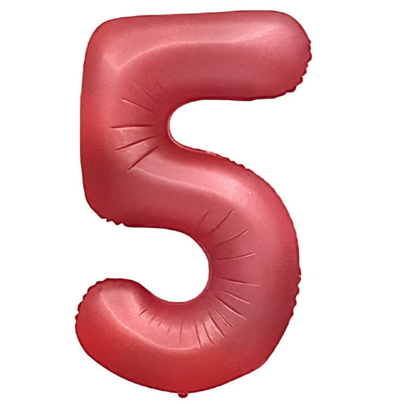 32 inch Number 5 - Metal Balloons - Crimson Red Foil Mylar Balloon - Party Supplies Decorations