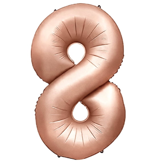 32 inch Number 8 - Metal Balloons - Rose Gold Foil Mylar Balloon - Party Supplies Decorations