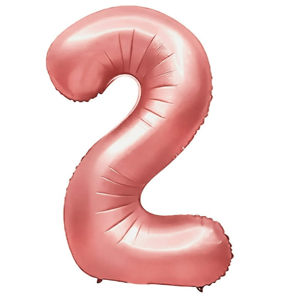 32 inch Party Brands Number 2 - Metal Balloons - Pink Metallic Foil Mylar Balloon - Party Supplies Decorations