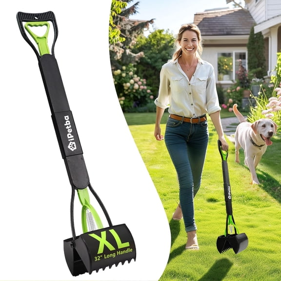 32 inch Pooper Scooper for Large Dogs  Long Handle Dog Poop Scooper for Yard, No Bending Save Back, Ease of Pickup, Grass Friendly, Sturdiness