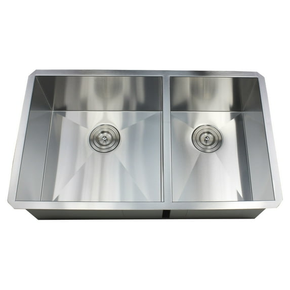 32-inch Stainless Steel 16 Gauge Double 60/40 Bowl Undermount Zero Radius Kitchen Island Bar Sink