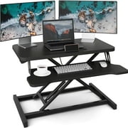 32 inch Standing Desk Converter, Height Adjustable Stand Desk, Stand up Desk Riser with Keyboard Tray, Stand Desk Riser for Dual Monitor and Laptop Workstation for Home Office Black