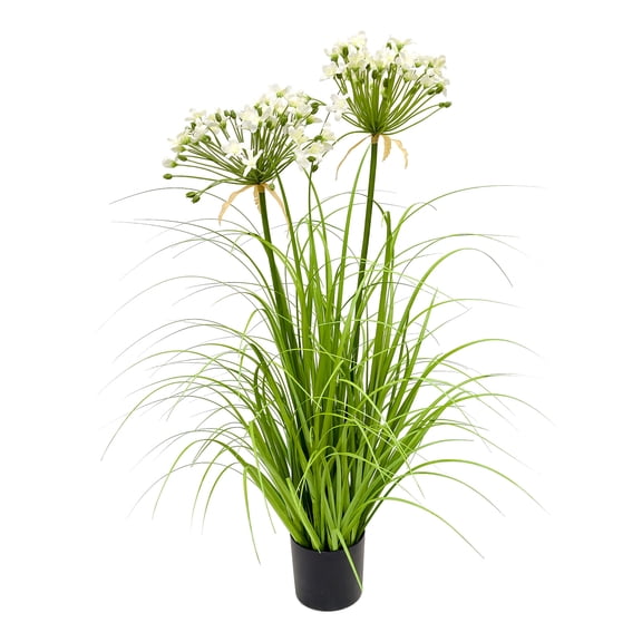 32 inch artificial onion grass, paired with white scallions, placed in a black basin, used as an artificial floor plant for indoor home office decoration activities