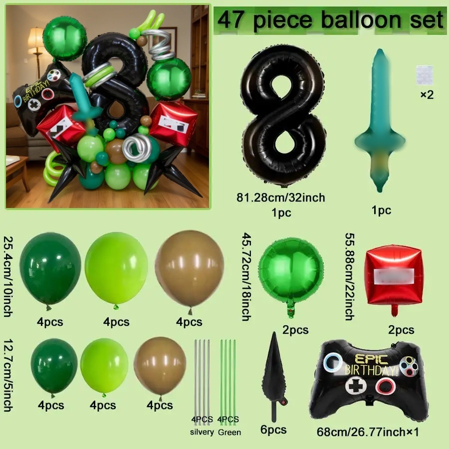 Digital Balloon Set Game Controller Design Gaming Theme Aluminum Film ...