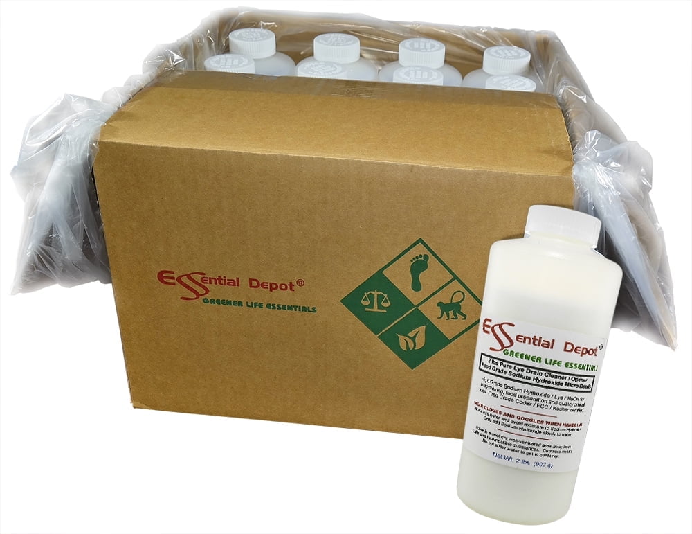 32 lbs Food Grade Sodium Hydroxide Lye Micro Beads - 16 x 2lb Bottles