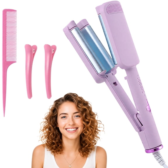 32 mm Hair Waver Curling Iron, Deep Wave Crimper with Ceramic Glaze Coating, 4 Temperature Settings, Even & Fast Heating, Anti-Scald Handle, for Travel, Office, Daily Styling