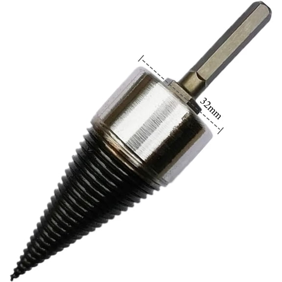 32 mm Heavy Wood Drill Bit Firewood Splitter U Anti-Skid Thread U Screw Splitting Cone Screw Cone Driver Fire Wood Log Splitter + Hex Shank Handle