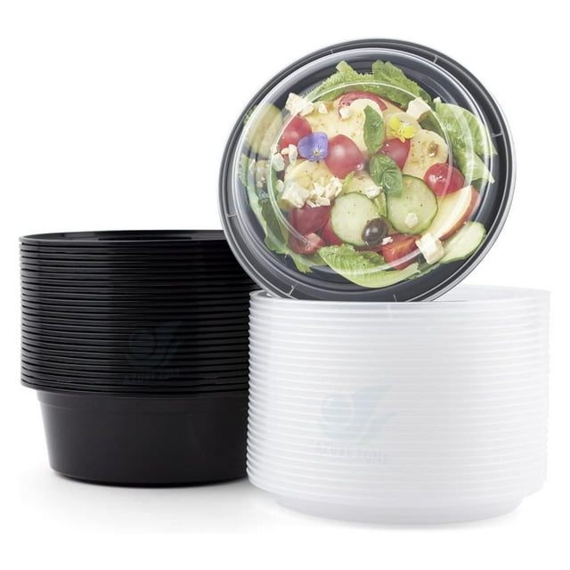 [32 oz. 25Pack Round Meal Prep Food Container with Lid Disposable