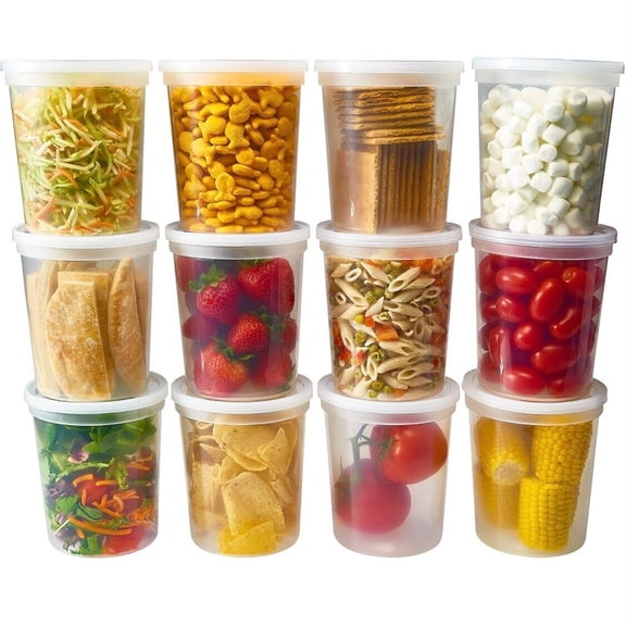 32 oz [48 Sets] Microwavable Storage Containers with Lids BPA FREE