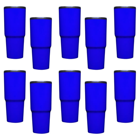 32 oz. Barton Plastic Double Wall Travel Mugs - 6 Pack - Blue