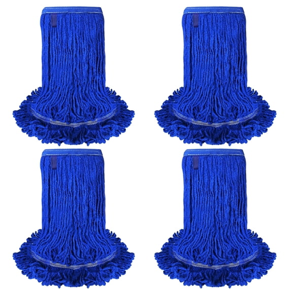 32 oz Blended Loop-End Heavy Duty Mop Head Refill for Industrial and Commercial Use, Wet Mop Head Refill, Dark Blue (Pack of 4)