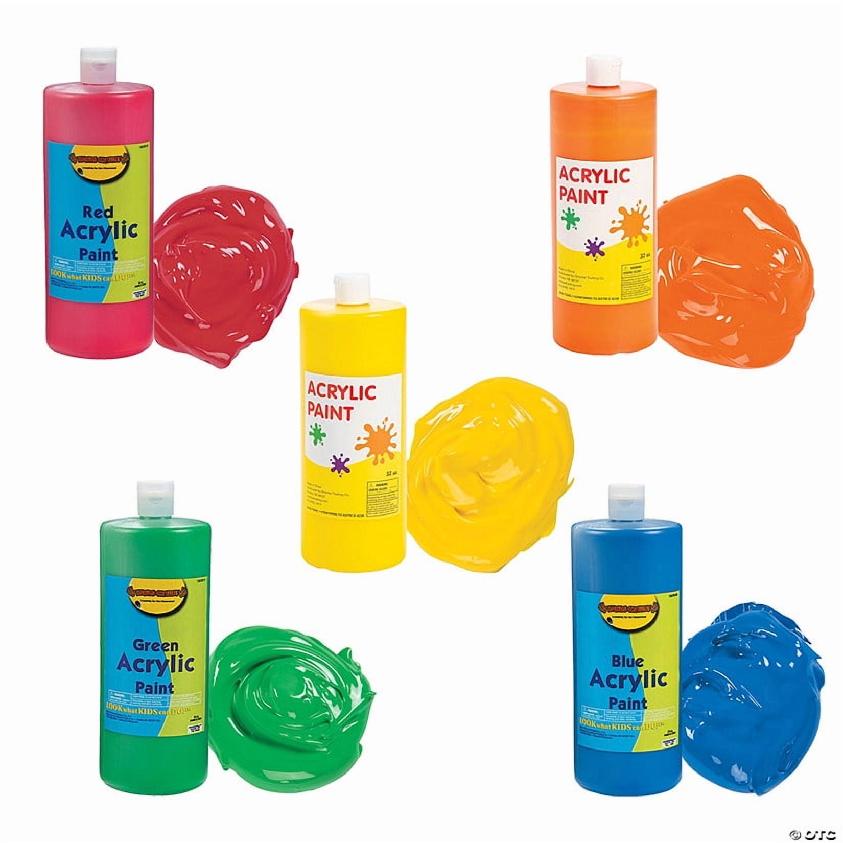 32 oz. Bulk 5 Pieces Washable Acrylic Paints Art Supplies Assortment