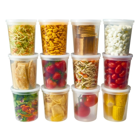 Restaurant-Grade Deli Containers 32 oz, 24-Piece Leakproof Reusable Microwave Freezer Safe Plastic Storage for Hot Cold Meals, Clear