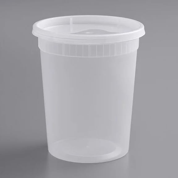 32 oz Deli Containers with Lids (240 Pack) Bulk  Plastic Quart Container with Lid Disposable 32oz freezer Soup & Food Storage Tall large Container 32 Ounce - Cups with Cover [240 Sets Case/Pack]