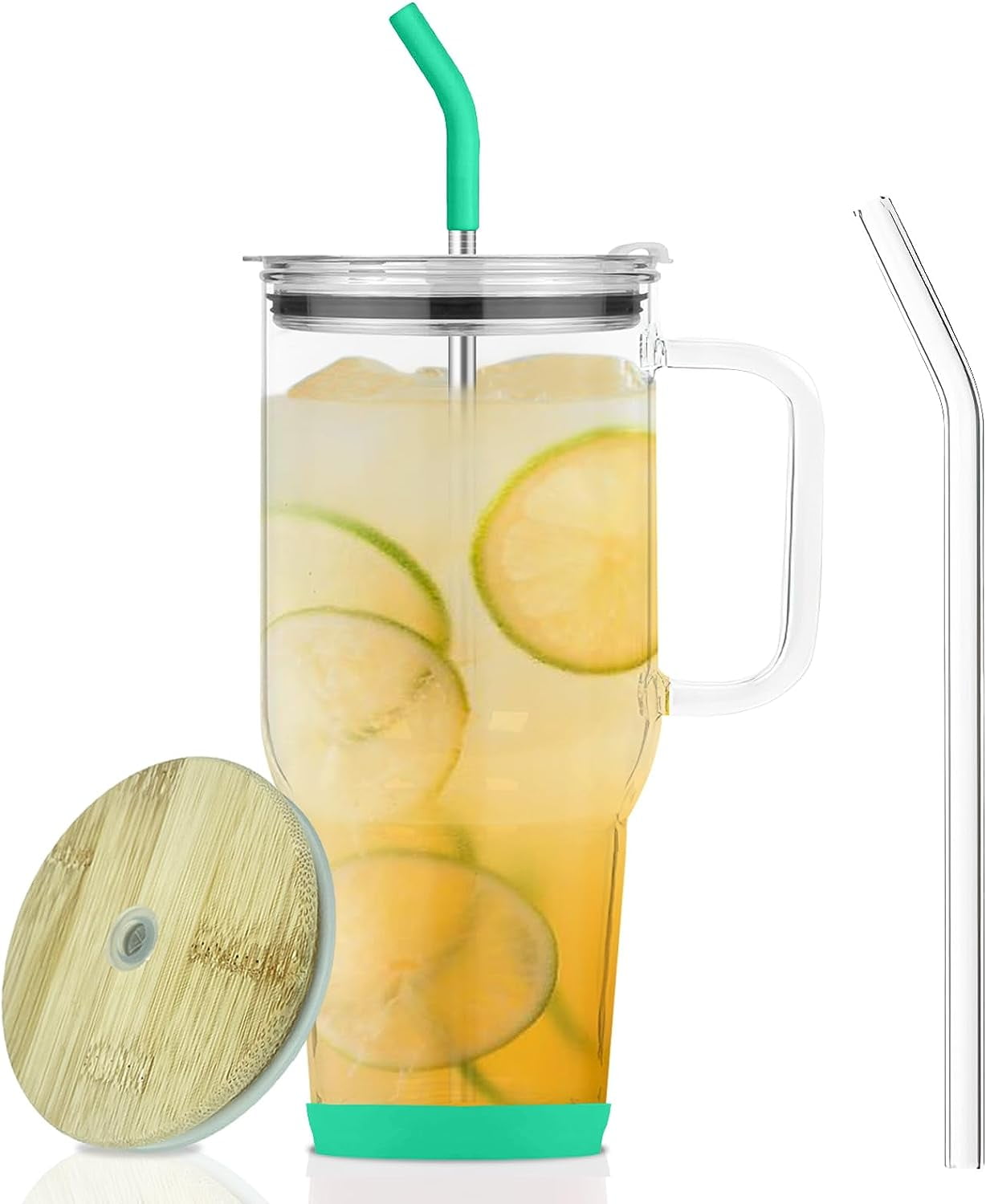 Promotional 32 oz Glass Tumbler with Handle and Straw $13.81