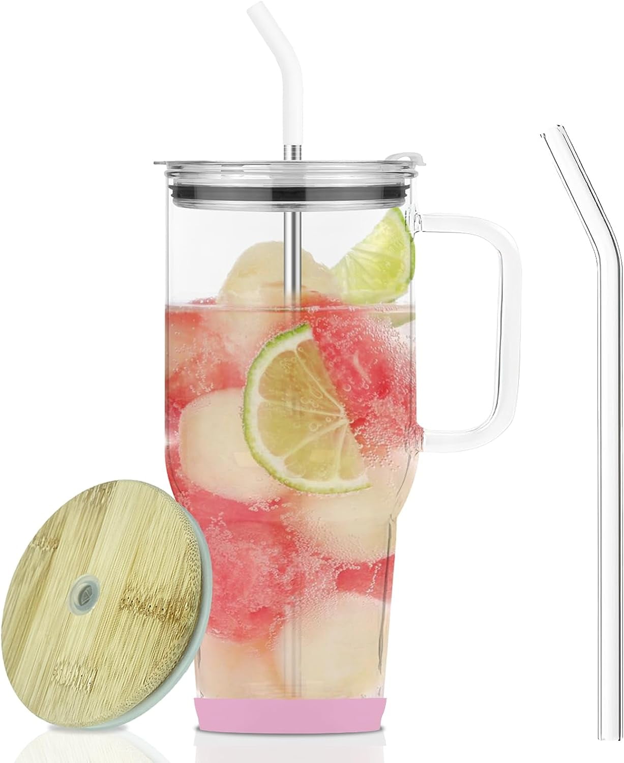 GIANXI Glass Cup with Strap handle Reusable Soda Water Juice Glass