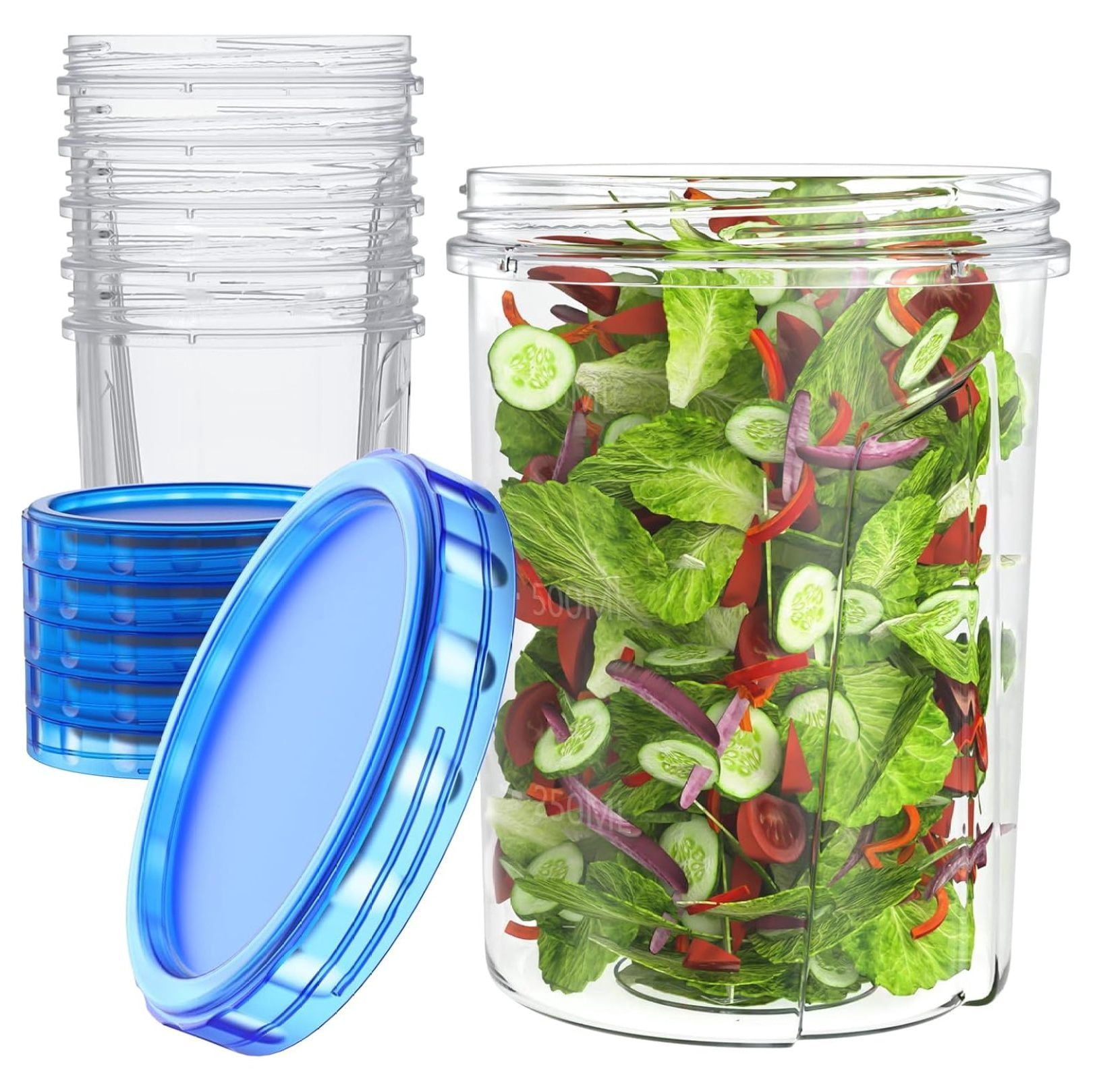 Stackable Ingredient Containers 32 oz Food Storage Freezer Containers Set of 6 Clear Lids Stackable ...