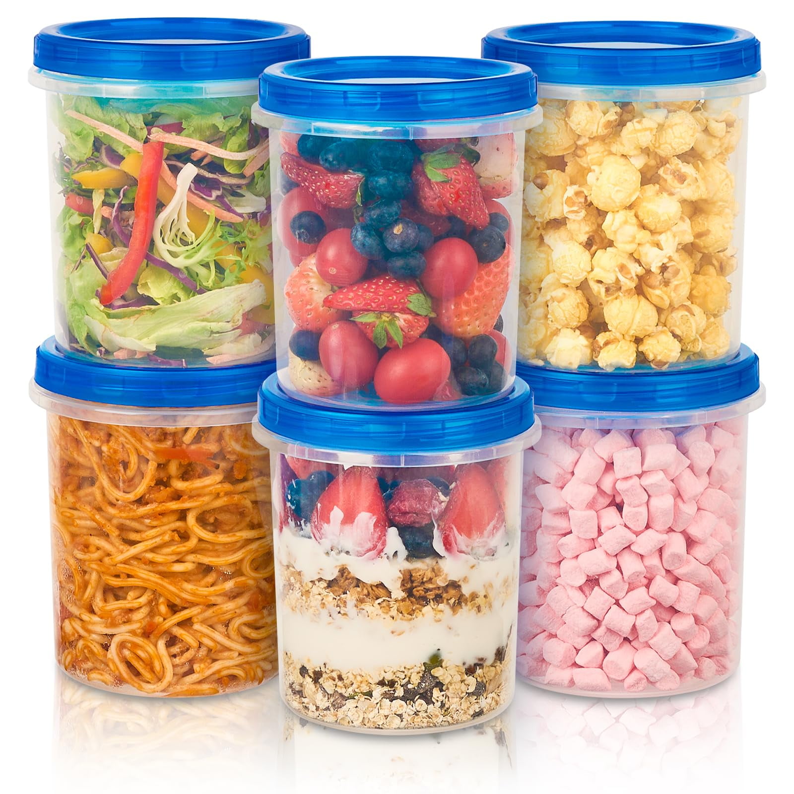 32 oz Freezer Storage Containers with Twist Top Lids, 6 Pack Reusable ...