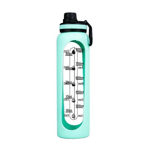 32 oz Glass Cup with Lid and Straw,Glass Water Bottles with Handle, Transparent Scale Cup Holder Large Capacity Sports Water Cup Direct Drinking Cup Clearance