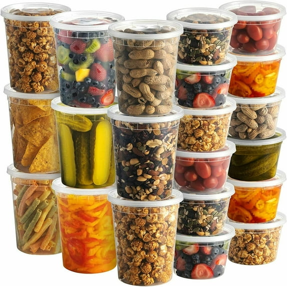 32 oz Heavy Duty Microwavable Deli Food/Soup Plastic Containers w/ Lids BPA free