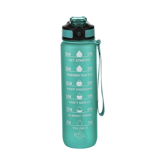 32 oz Inspirational Water Bottle with Time Marker and Inspirational Quotes Large Capacity Squeeze Ejection Opening Leakproof Wide Mouth Fast Water Flow Hydration Tracker for Gym Outdoor Sport Workout