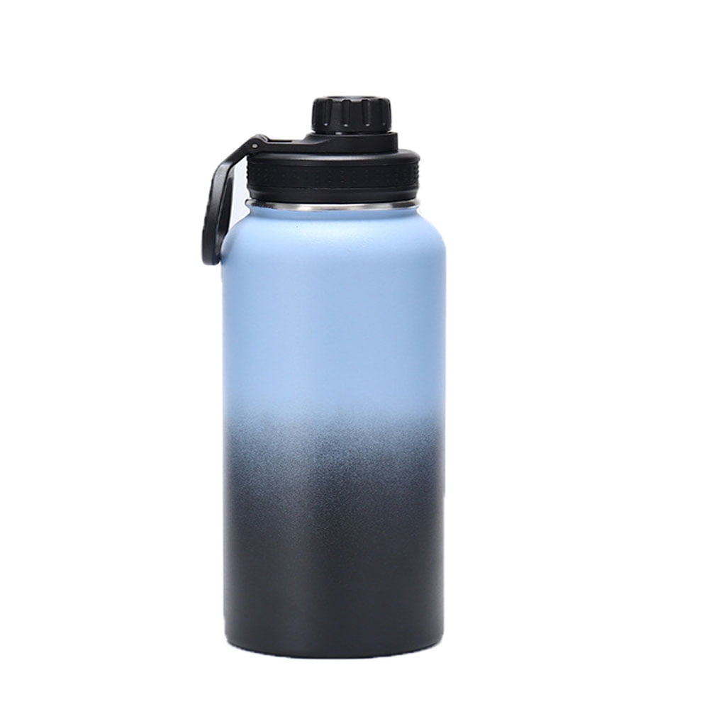 32 oz Insulated Metal Water Bottle, Stainless Steel Double Wall Vacuum Wide Mouth Sport Water Bottle With Straw, 3 Leak Proof Lids, 1 Tube Brush, BPA-Free