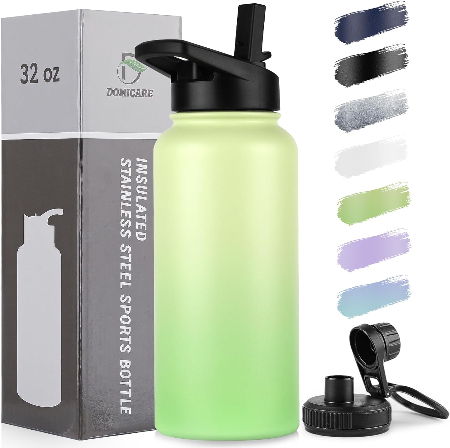 32 oz Insulated Stainless Steel Water Bottle with Straw and Spout Lid ...
