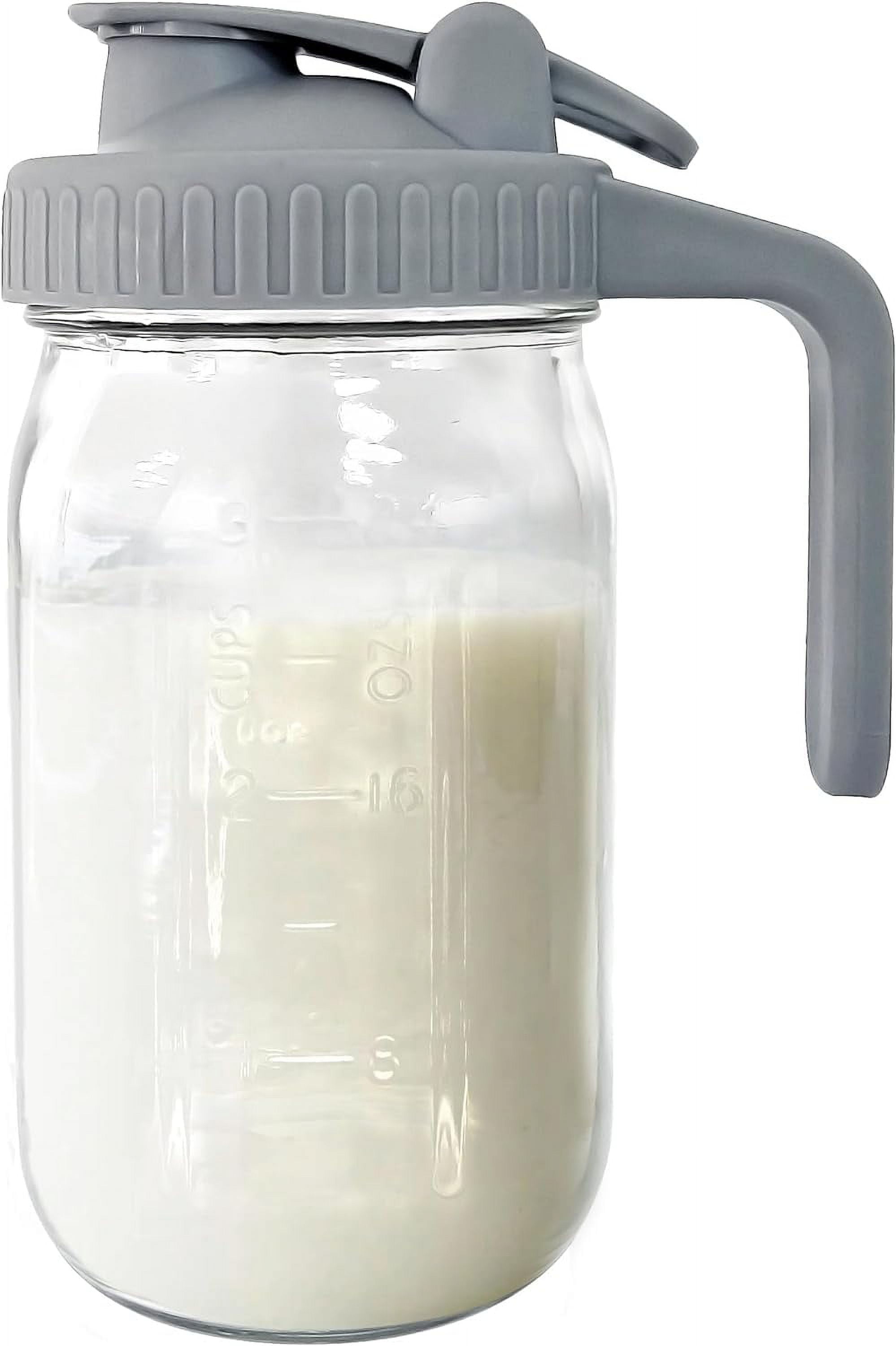 32 oz Mason Jar Pitcher with Flip Cap Lid and Pour Spout Airtight and