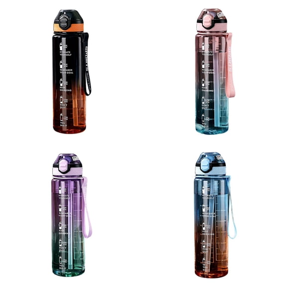 32 oz Motivational Water Bottle with Time Marker - BPA-Free Leakproof Sports Bottle with Straw & Carrying Strap - Ideal for Gym, Hiking & Office - Gift for Gym Fitness & Outdoor