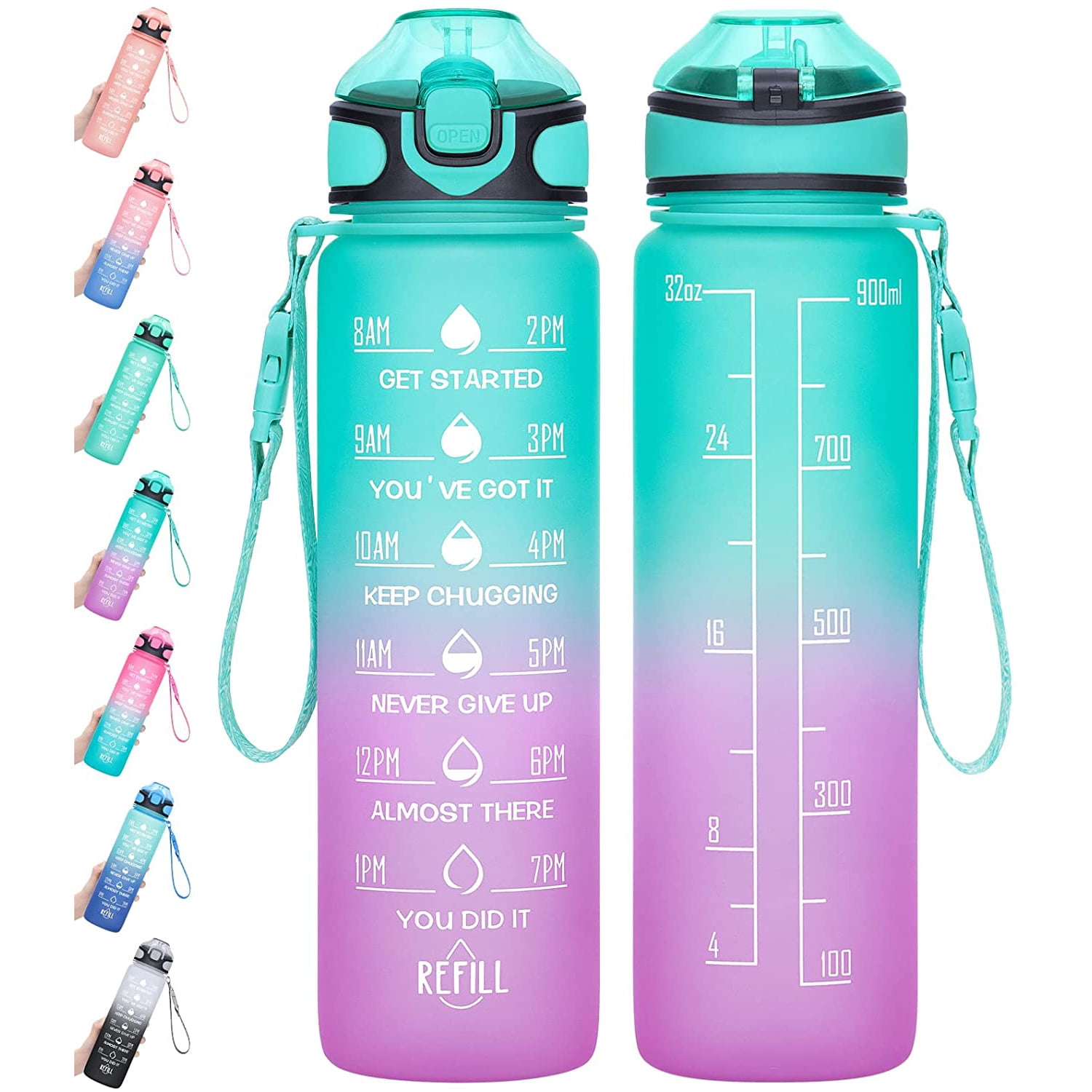 Esgreen 32 oz Motivational Water Bottles With Time Maker, Big 1000ml  BPA-free Plastic Water Jugs For Men Women, No Straw Leak-proof Sturdy  Drinking Bottles With Strap For Sports Workout Gym Travel 