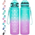 thumbnail image 1 of 32 oz Motivational Water Bottle with Time Marker & Straw - BPA Free & Leakproof Tritian Frosted Portable Reusable Fitness Sport 1L Water Bottle for Men Women Kids Student to Office Gym Workout, 1 of 8