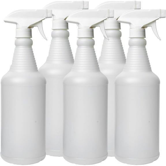 32 oz. Plastic Trigger Spray Bottles, 5-Pack,Chemical Resistant, Heavy Duty