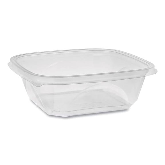 32 oz Recycled Pet Square Base Salad Container, Clear
