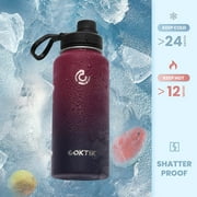 32 oz Sports Water Bottle With Straw,3 Lids, Stainless Steel Vacuum Insulated Water Bottles,Leakproof Lightweight, Keeps Cold and Hot, Great for Travel, Hiking, Biking, Running (Midnight)
