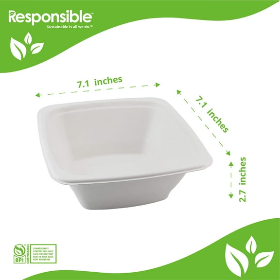 32 oz Square Bowls | Tree-Less™ Compostable Molded Fiber