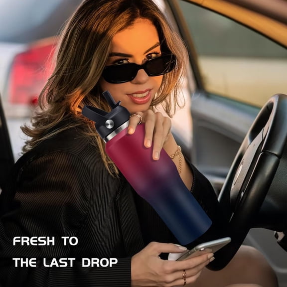 32 oz Stainless Steel Insulated Water Bottle with T-Shape Slim Design