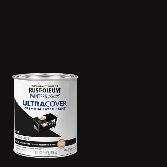 Rust-Oleum 32 oz. Ultra Cover Semi-Gloss Black General Purpose Paint 2-Pack  Interior & Exterior Use, Professional Finish