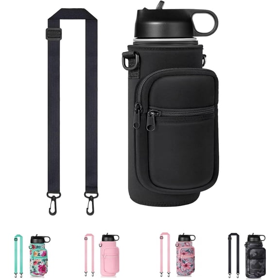32 oz Water Bottle Carrier Bag, 32/40 oz Crossbody Water Bottle Holder with Strap, Sling Bag Sleeve Pouch Holder with Phone Pocket and Small Pocket for Walking Hiking Camping Gym (2.95"W * 9.05"H)