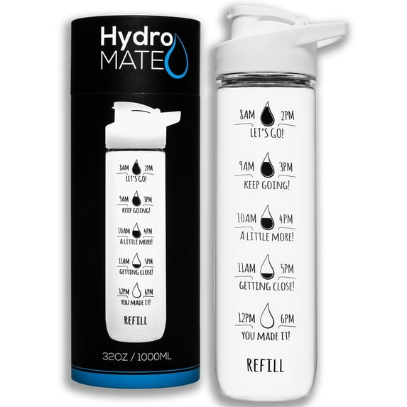 32 oz Water Bottle with Times White