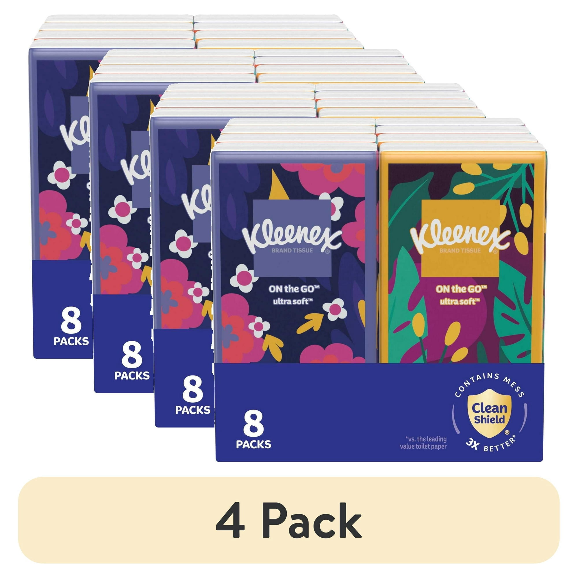 (32 pack) Kleenex On-The-Go 3-Ply Travel Tissues, 8 Pack (80 Total Tissues), Facial Tissues