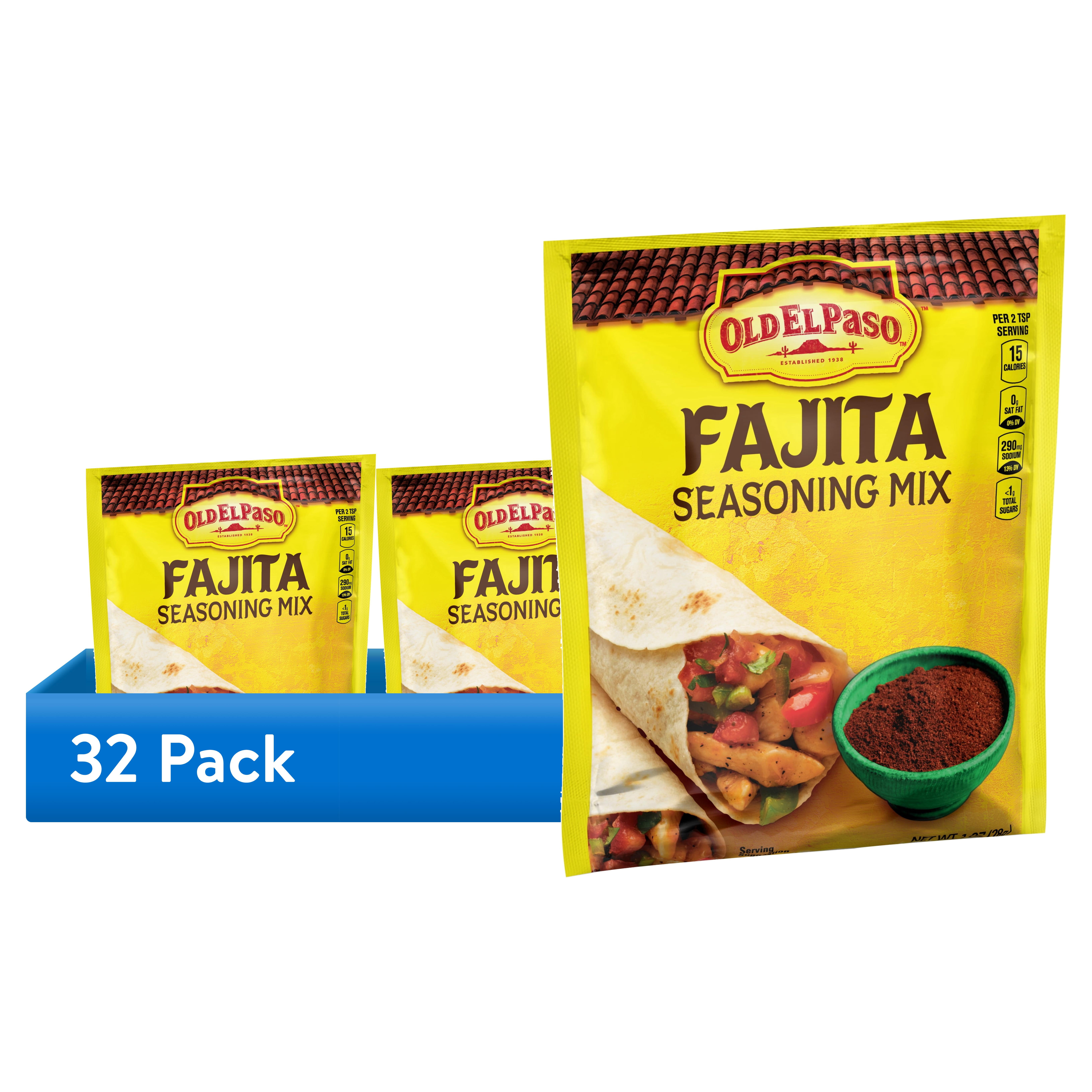 (32 pack) Old El Paso Fajita Seasoning Mix, Meal Prep, Spices and Seasonings, 1 oz Packet