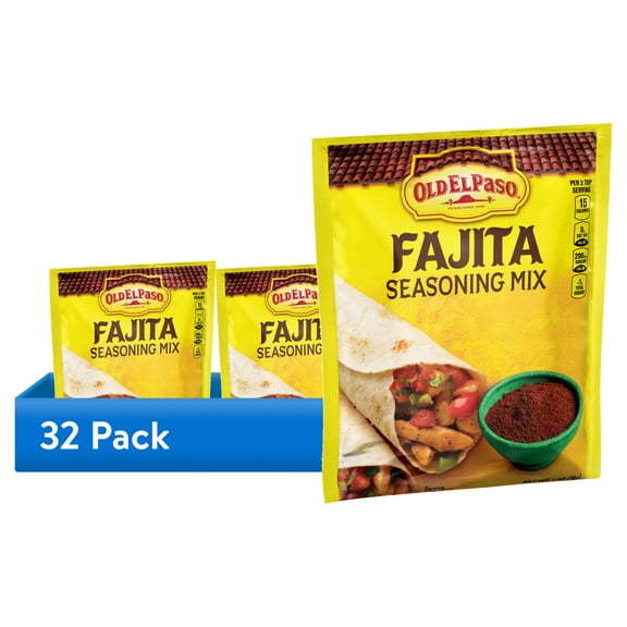 (32 pack) Old El Paso Fajita Seasoning Mix, Meal Prep, Spices and Seasonings, 1 oz Packet