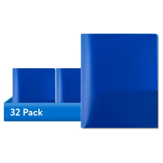 (32 pack) Pen+Gear 3-Prong 2-Pocket Poly Folder, Blue