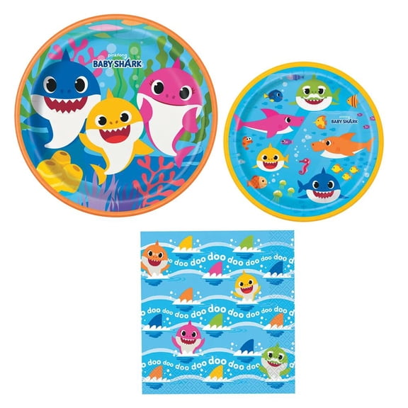 32 pc Baby Shark Party Tableware Decorating Set for 8 Guests