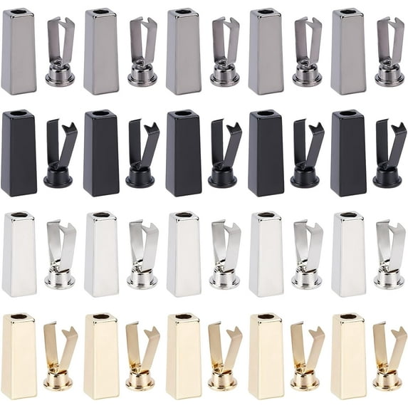 32 sets 4 colors Zinc Alloy End Caps Cuboid Mixed color 23x7x7mm Hole: 4mm 8 sets/color