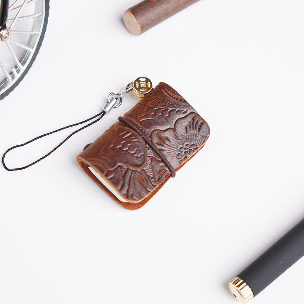 32 sheets Mini Leather Notebook Pocket Notepad Key Chain Portable ...