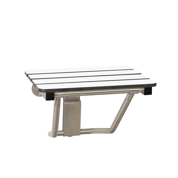 32" x 15" Phenolic White 3 Slats Folding Wall Mount Shower Seat Bench, ADA Compliant
